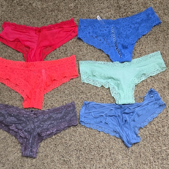 Victoria's Secret Lace and Satin Panties - Red, Blue, Green, Purple - Picture 1 of 3